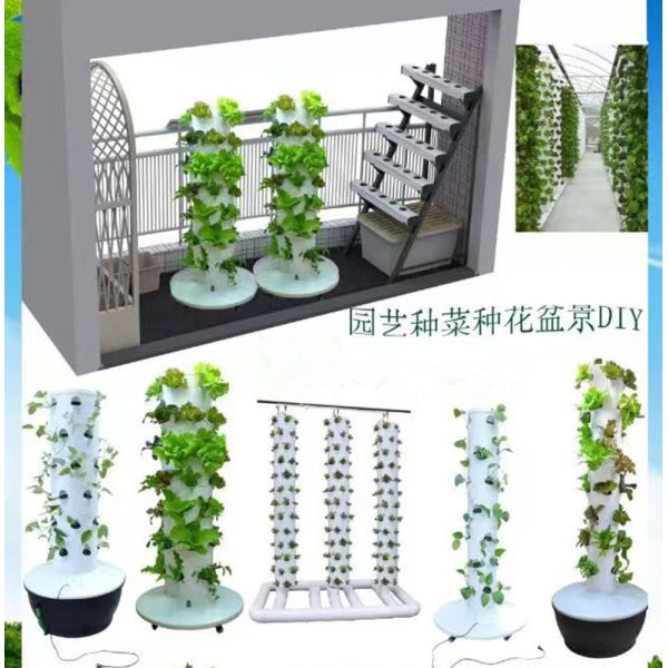 hydroponic greenhouse outdoor indoor garden plant vertical plastic tower growing system tower pot