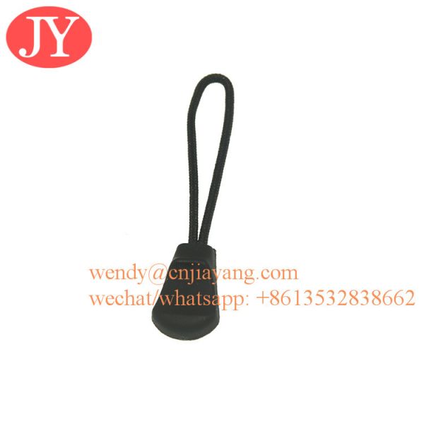Jiayang Aglet jIAYANG u shape soft string black with white logo print circle TPU string zipper puller