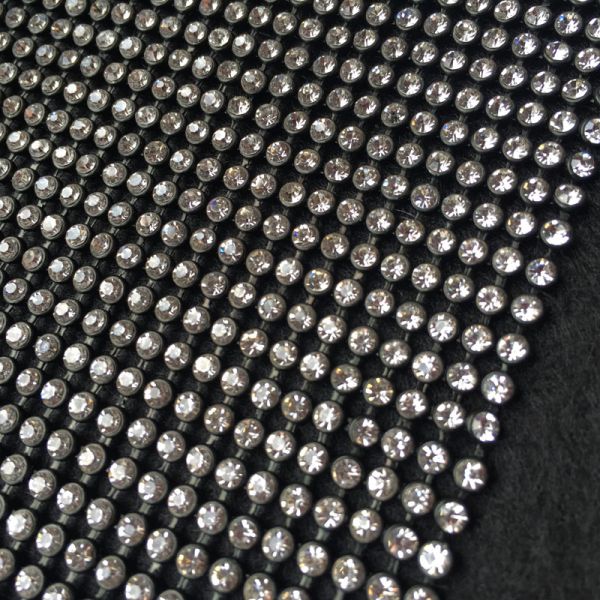 Gunmetal Crystal Rhinestone Metal Sequin Fabric Decoration Cloth CE Approved