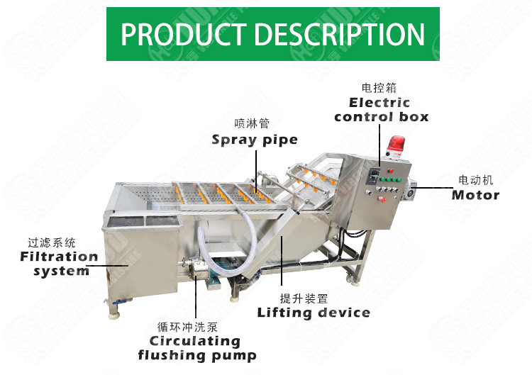 SUS 304 500kg/h Air Bubble vegetable sanitizer machine