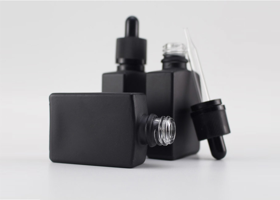 China Matte Black Essential Oil Container Rectangular With Child Resistant Cap wholesale