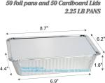 2.25LB (8.5"X6") Oblong Pans - To Go Containers With Lids - Disposable Tin Foil