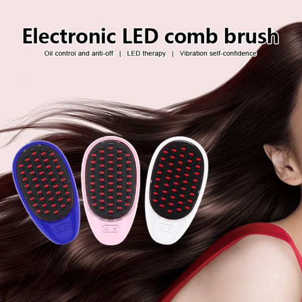 Hair Smoth Comb Electric Cordless Therapy Red Blue LED Hair Growth Comb Scalp Massaging Anti-Hair Loss