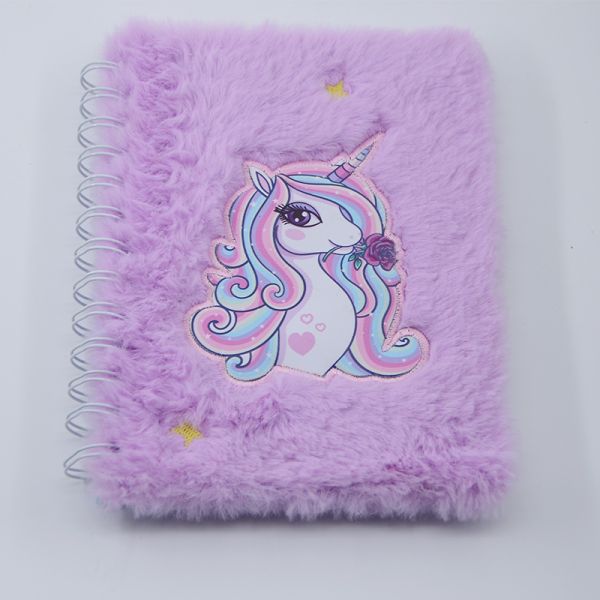 No Adhesive School Stationary Student Diary with Cute Plush Cover and Custom Print LOGO