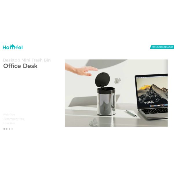 OEM Office Touch Garbage Can Waste Bin 3L Desktop Mini Stainless Steel