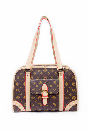 Design Classic Royal Quality Leather Grid Hand Pet Carriers