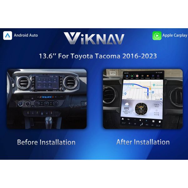 VIKNAV 13.6 " Car radio For Toyota Tacoma 2016-2023 Android Auto Carplay