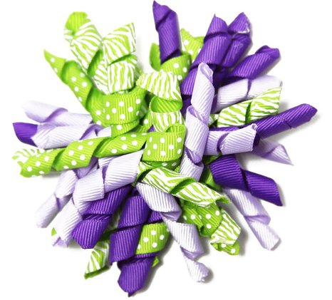 Colorful 4.5" Grosgrain with dot Curly Ribbon bow for Korker Hair Bow Clips