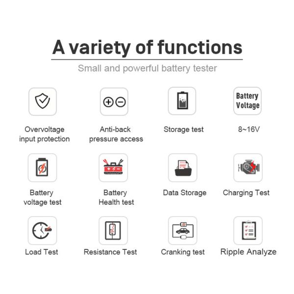 CCA 12V 100-2000A Battery Health Cranking Discharge Tester KONNWEI KW208