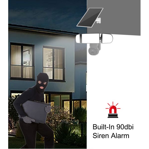 Battery Capacity 19200mAh Solar Floodlight Camera Waterproof IP65 Two Way Audio