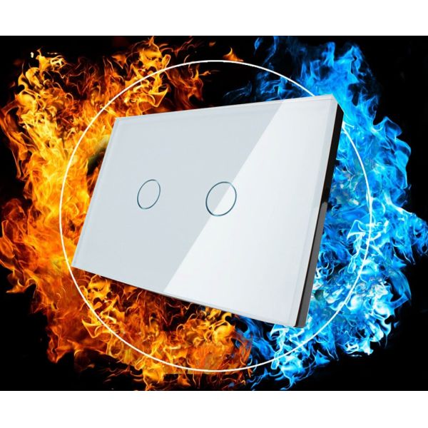 Touch Switch 2 Gang 1 Way US standard Crystal Glass Panel Single FireWire touch wall switch