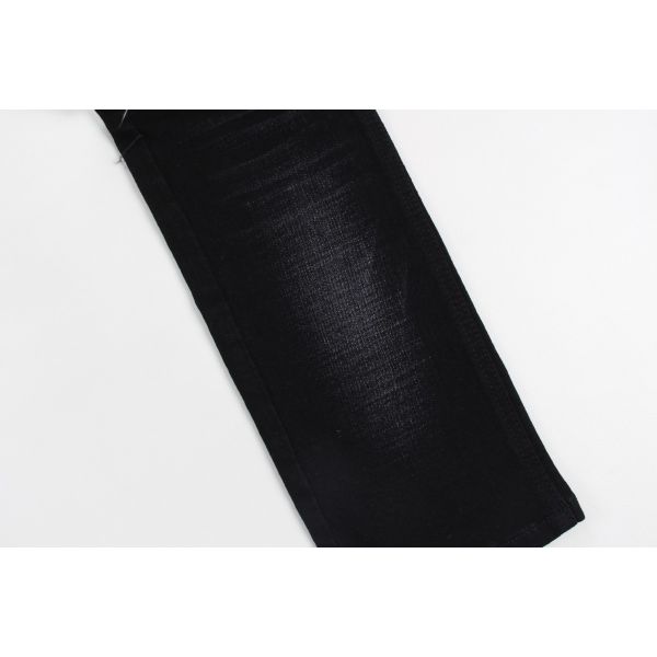 12 Oz Black And Black Backside Crosshatch Slub Denim Jeans Fabric