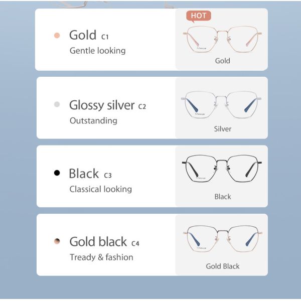 Ultra light Titanium Frame Glasses Polygon Round Customized Logo