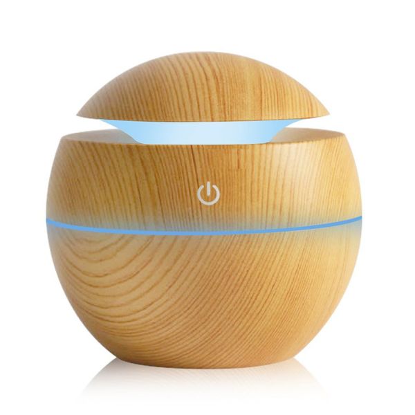 USB Aromatherapy Diffuser 5V Essential Oil Wood Grain With Led Color Humidifier