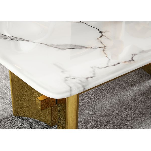 Light Luxury Stainless Steel Marble Dining Table Set Non-Folding