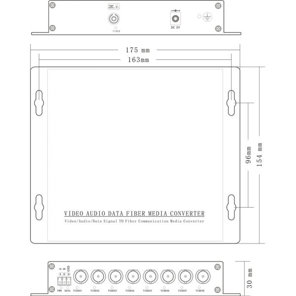 8CH PTZ analog video fiber converter for remote CCTV surveillance system