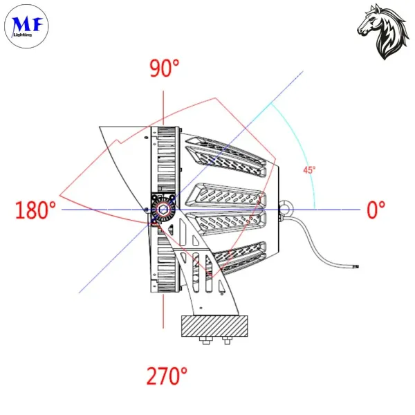 LED Flood Light High Mast Lights CE, RoHS, ETL, FCC IP65 Ik10 Waterproof 155lm/W 1000W Dimmable Outdoor Square