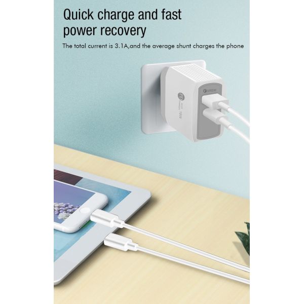 2 Ports USB C PD Wall Charger , QC 3.0 18W USB Type C Wall Adapter For IPhone 12