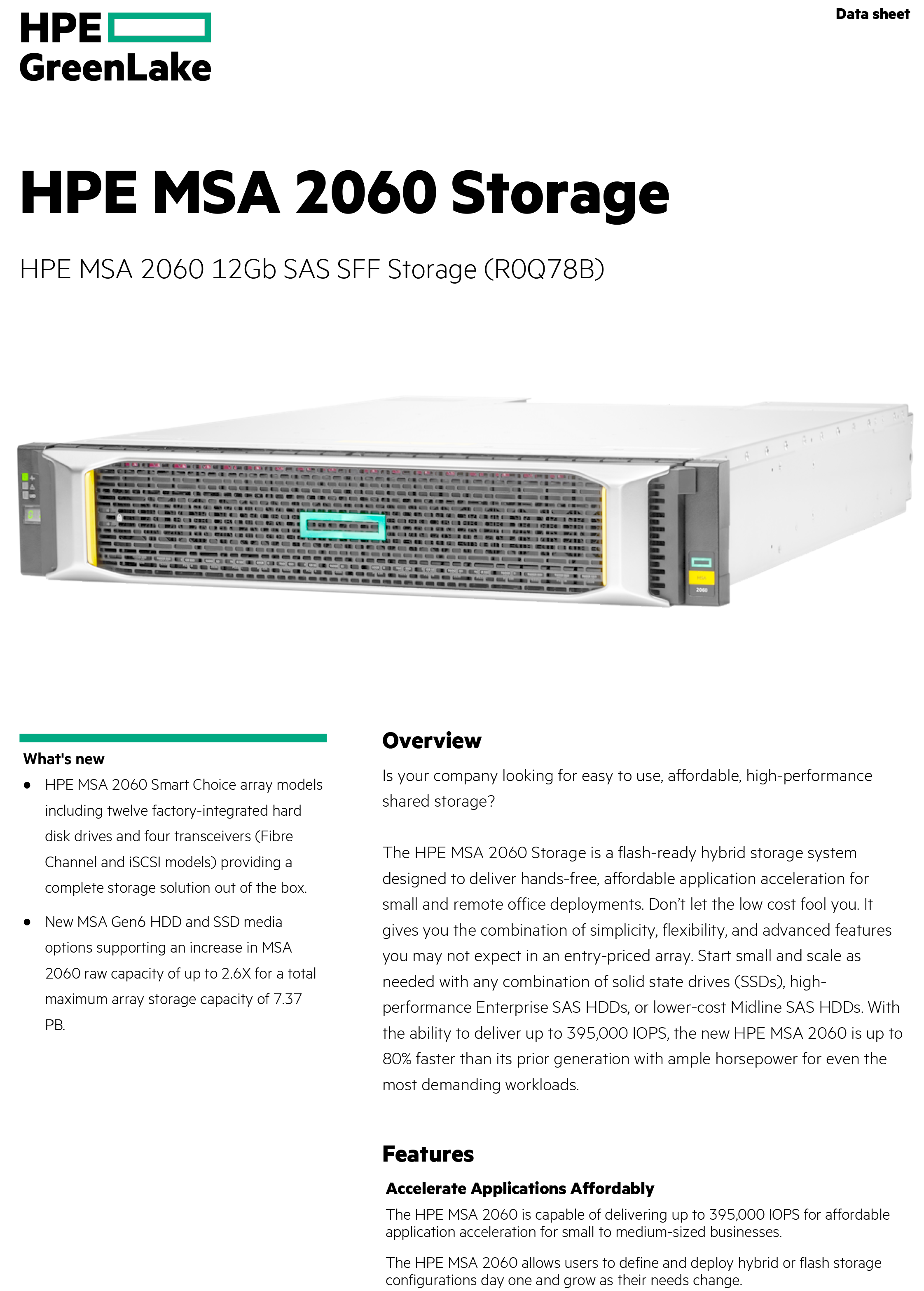 2U MSA2060 12GB SAS SFF Dual Controller Enterprise SAN Storage Array