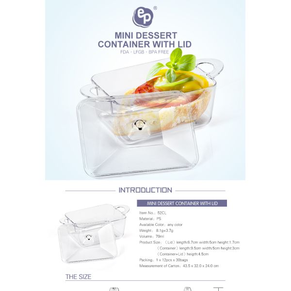 Wholesale quality disposable dessert tableware 70ml small food container with lid