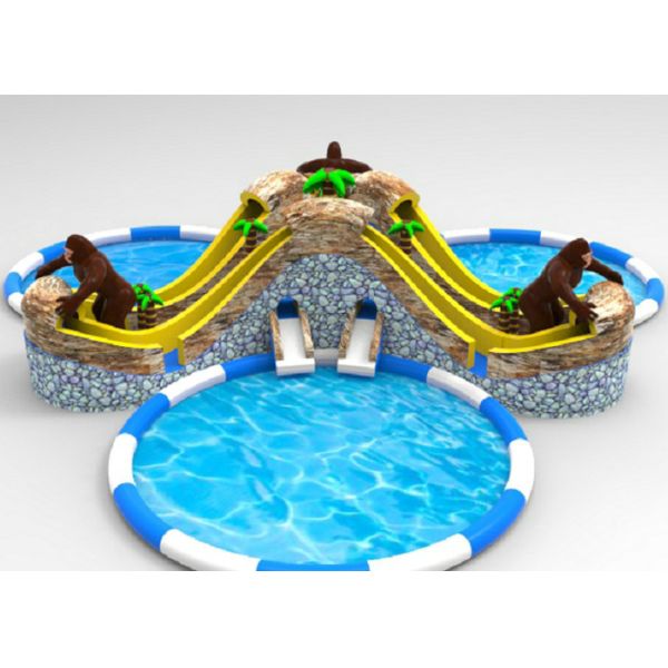 Orangutan Pool Water Slide Bounce House , Water Park Large Inflatable Water Slides
