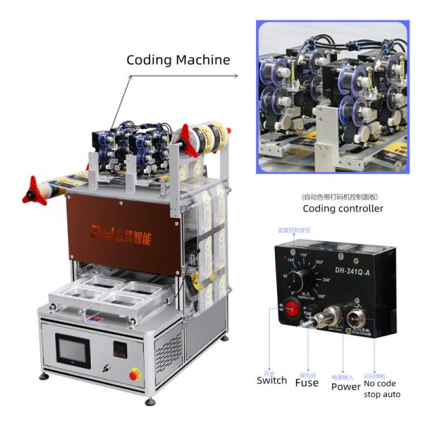 Nitrogen 4 Trays MAP Vacuum Sealer Automatic Tray Sealer With Date Coding Machine Food Packaging