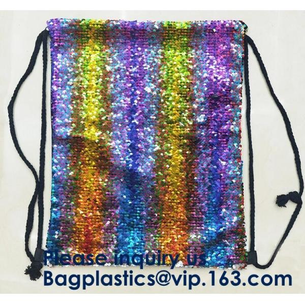Fashion Bling Sublimation Strapping Sequin Drawstring Backpack Bag,Glitter Mermaid Flip Sequin Bag Outdoor Shoulder Reversib