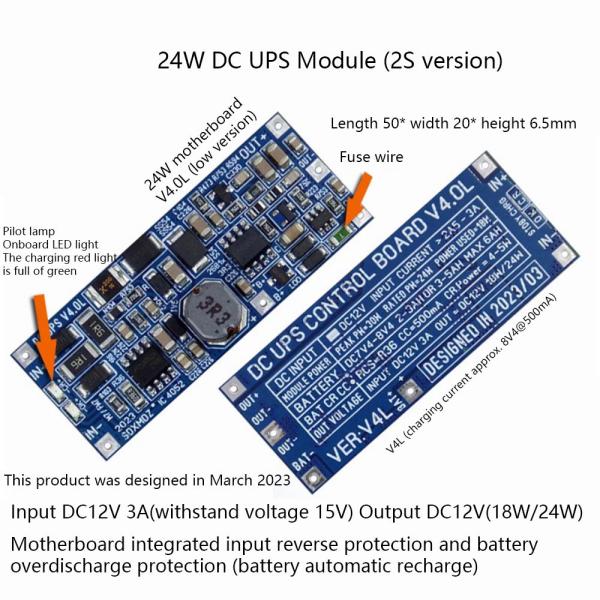 Versatile 24W DC UPS Power Supply Module for Network Devices Supports 12V/15V Output