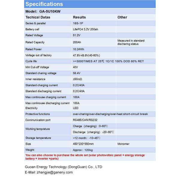 5U Desktop Energy Storage Cabinet for Solar Panel System with 48V 10KW 200AH Battery Pack