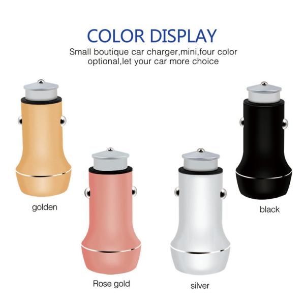 12V 3.1A Aluminium Alloy dual port usb cell phone smart car charger with rohs certificate for Smart Phone Tablets