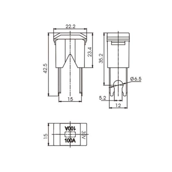 FLM C Male Type Slow Blow Fuse Automotive Jcase Link 20A 50A 80A 100A DC 32V