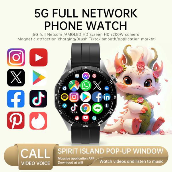 4G Smart Watch Global Call SC8541E 4-core CPU Android 8.1AMOLED Screen 780mAh Battery