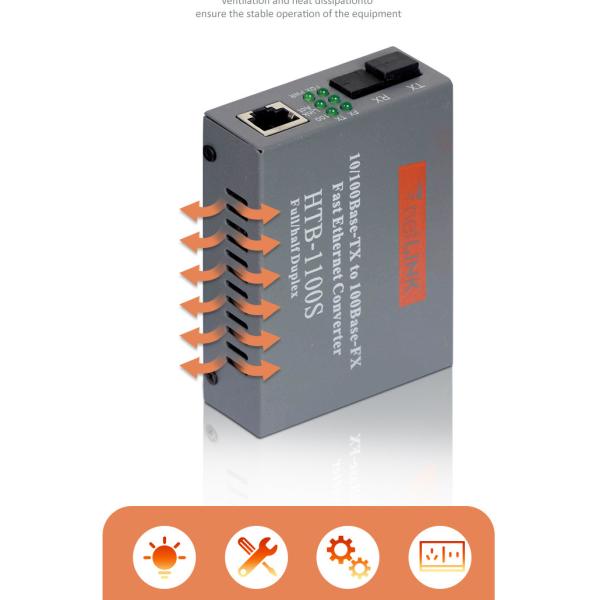 SM / MM HTB 1100S Media Converter Single Mode 25km SC 10/100 Base