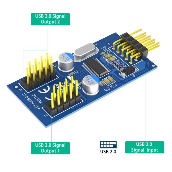 USB 2.0 9Pin Header Male 1 to 2 Female Extension Cable For Motherboard