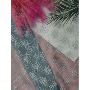 China Geometric Embroidery Party Blue Printed Lace Fabric wholesale