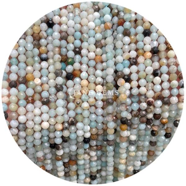 Gems Bead Natural Crystal Faceted Round Shape Small Lapis Lazuli Amethyst Loose Bead Strands for Bracelets