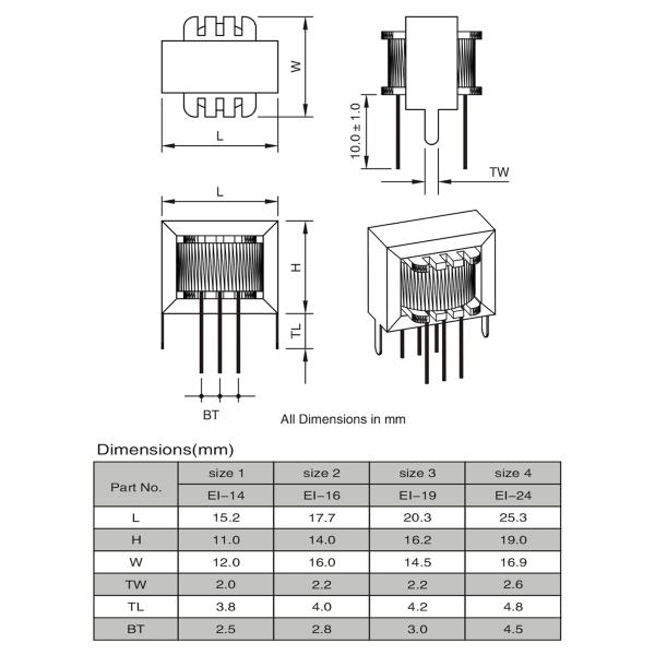EI19 Audio Frequency Transformer Low Frequency Transformer For Audio Coupling / Isolating