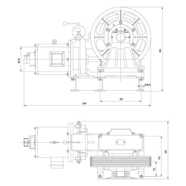 Diameter 610mm With Three Phase Elevator Geared Traction Machine Elevator Parts