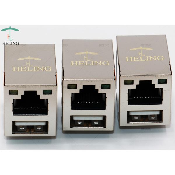 8P8C Modular R/A 2x1 Ports USB Stacked RJ45 Lan Jack
