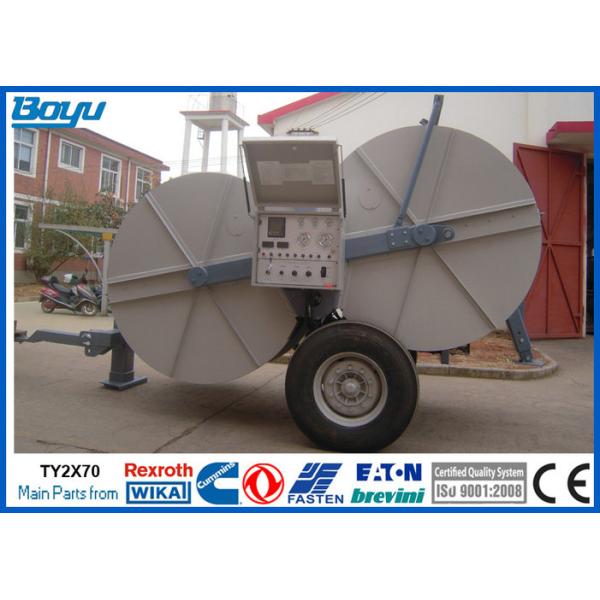 2 x 70kN 14Ton Hydraulic Tensioner Two Bundle Conductors Max 720 mm2 Stringing Equipment Cummins Engine 77kw & Rexroth