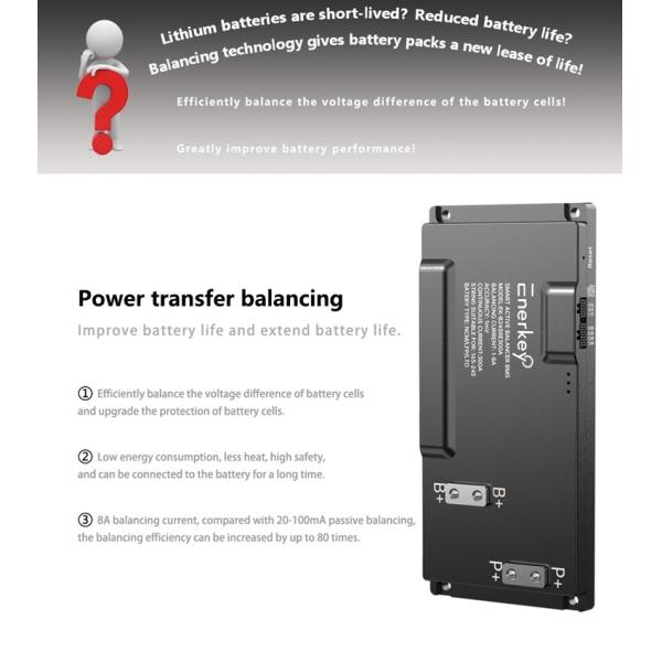 Enerkey BMS 200A 250A 300A 16S-24S Active Balance BMS Balance Current 8A Continuous Current 15A-300A Lifepo4 li-ion LTO Battery