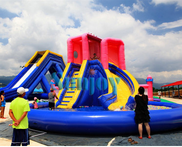 Large children's water inflatable slide wave ball pool mobile water park inflatable pool slide customization.water slide