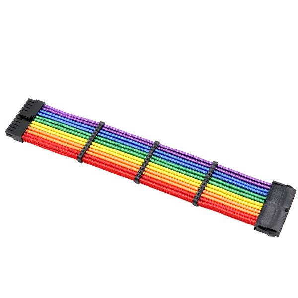24 pin extension cable Colorful sleeve 24pin Male to 24pin Female ATX Power Supply Extension Cable 30CM 18AWG rainbow