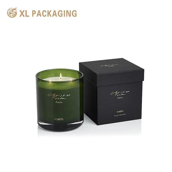 Custom Printing Black Scented Candle Box Cardbaord Candle Paper Packaging Boxes Gold Foil Stampling Lid and Base Gift Paper Box