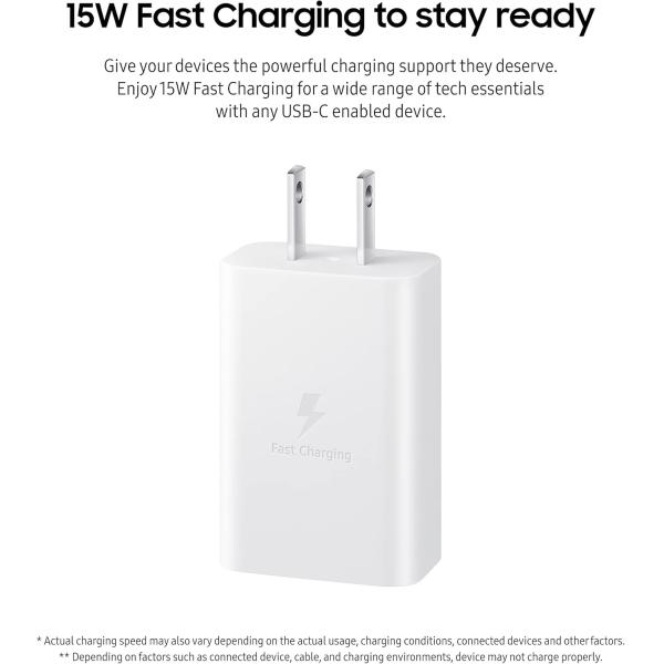 US Pin PD USB-C Fast Wall Charger Travel Power Adapter 15W For S22/S21/S20/Note20/A5