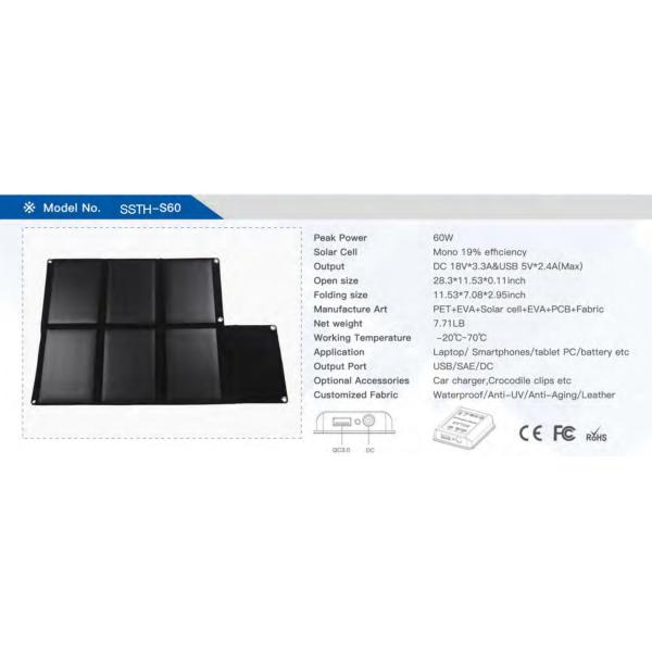 Cellphone Charging 120w Folding Solar Panels With TPT PET EVA Solar Cell Water Fabric