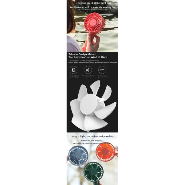 2000mAh 6hrs USB Handheld Fan With Rechargeable Built In Battery