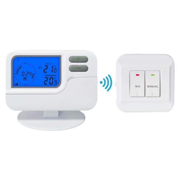 Riseem 7 Day Programmable Heating and Cooling LCD Display Room Thermostat with Wireless