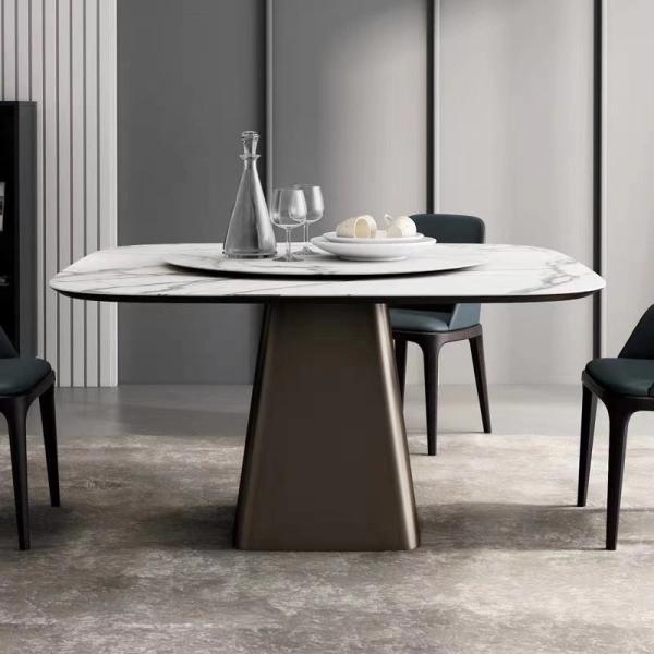 Dining Room Table For 4-6 Modern Marble Top Metal Pedestal Dining Table For Kitchen