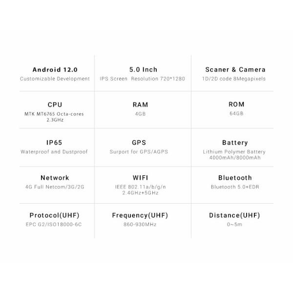 5 Inch IP65 Handheld Computers PDA , Rugged Mobile RFID Scanner